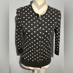 Ann Taylor Black and White Polka Dot Cardigan